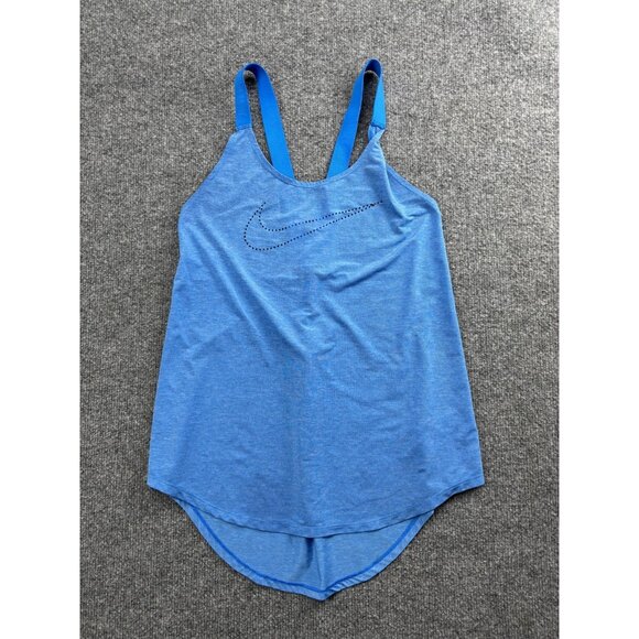 Nike Dri-FIT Tank Top Womens Small Blue Loose Fit Just Do It Racerback Athletic - Picture 1 of 6
